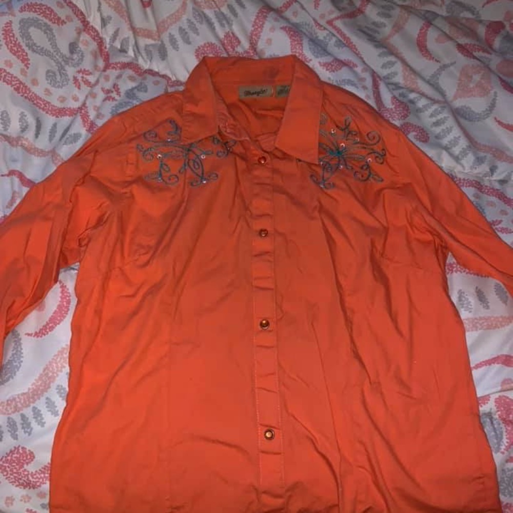 Orange Wrangler button up